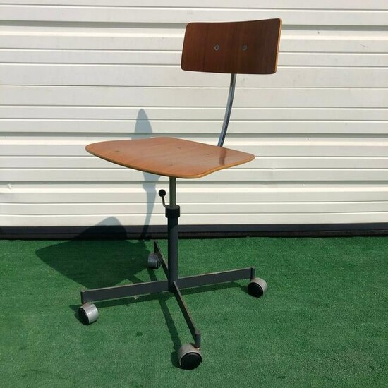 Mid Century Rabami Danish Modern Teak Kevi Desk Chairs
