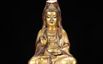 Ming Dynasty, finely cast bronze gilt statue of Avalokitesvara
