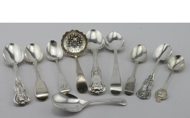 Mixed lot of silver flatware, all British hallmarks, include...