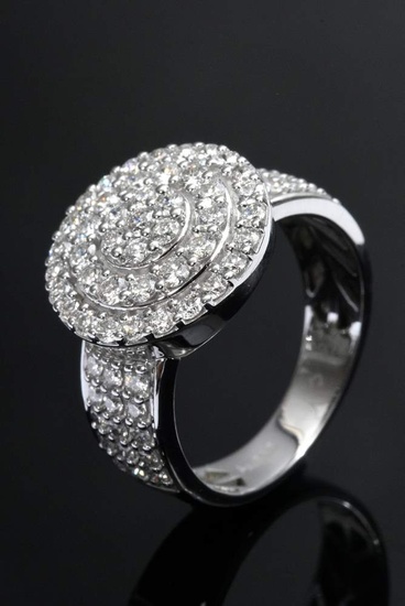 Modern white gold 585 ring with diamonds (total approx. 1.70ct/SI/W-TCR), 4,9g, size 51