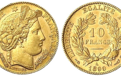 Monnaies et médailles d'or étrangères, France, Troisième République, 1871-1940, 10 Francs 1899 A, Paris. Tête...