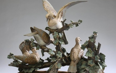 Monumental Lladro porcelain 'Group of Turtle Doves'