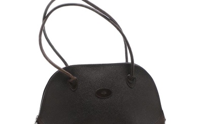 Mulberry A bag of dark brown coated canvas and leather with silver...