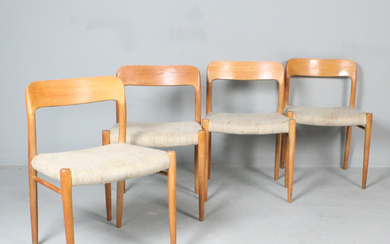 NIELS O. MØLLER for J.L. MØLLERS MØBELFABRIK. Set of chairs/Dining room chairs, model '75', Denmark, 1960s.