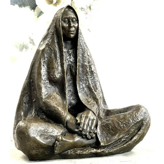 Native American Shaman Meditation Bronze Sculpture