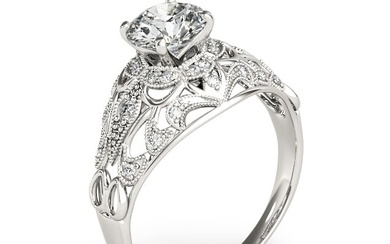 Natural 1.5 CTW Diamond Engagement Ring 14K White Gold