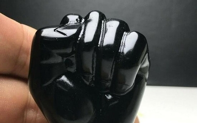 Natural Black Obsidian Gemstone Fist Sculpture