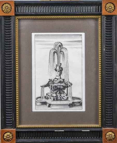 Neoclassical Style Engraving of a Fountain