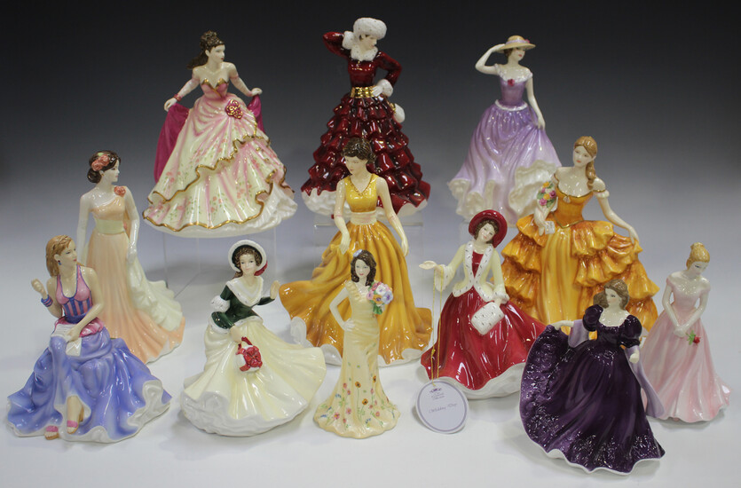Nine Royal Doulton figures, comprising Pretty Ladies Collection Karen, HN5021, Sandra, HN4668, No. 3