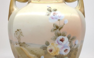 Nippon Floral Farm Landscape Painted Vase