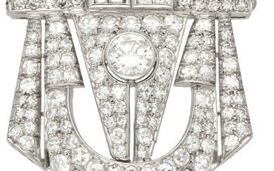 No Reserve - Platina Art Deco-stijl broche bezet met ca. 2.03 ct. diamant.