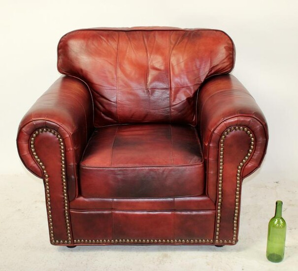 Oversized leather club chair