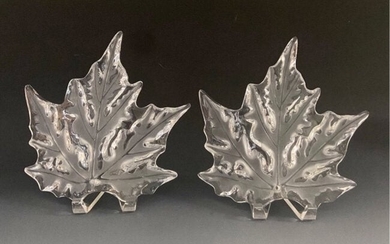 PAIR OF SIGNED LALIQUE CHANDELIER SHADES