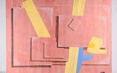 PASSANITI Francesco (né en 1952) Composition abstraite aux formes géométriques sur fond brique Huile sur...