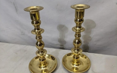 Pair Baldwin USA Solid Brass Candlestick Candle Holders