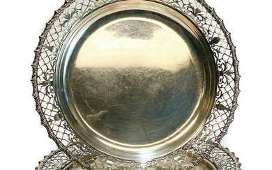 Pair James Dixon & Sons Sterling Silver Tray Plates