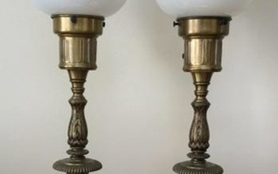 Pair Neo Classical Urn Form Converted Oil Lamps