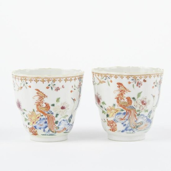 Pair of 18th c. Chinese Porcelain Famille Rose Teacups