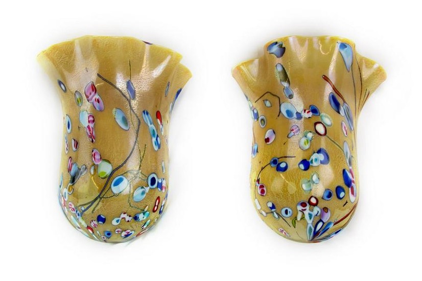 Pair of Artist Signed Murano Art Glass Sconces