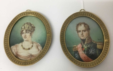 Pair of French Empire style portrait miniatures
