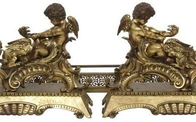 Pair of Magnificent Bronze Figural Chenets