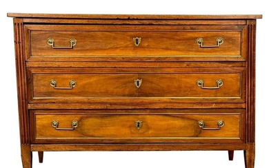 Period 18th Century French Louis XVI Mahogany Commode / Chest, Bronze Accent