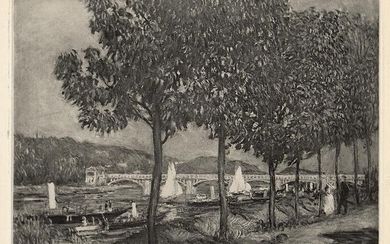 Pierre Auguste RENOIR 1919 Limited Engraving "Bridge at Argenteuil" FRAMED