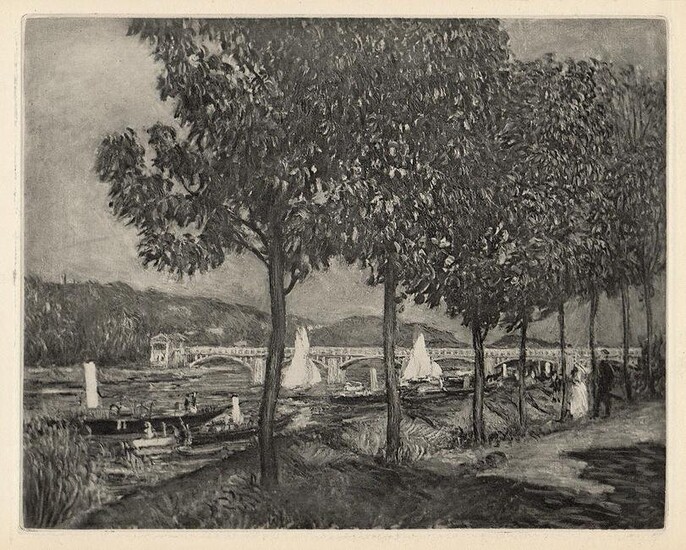 Pierre Auguste RENOIR 1919 Limited Engraving "Bridge at Argenteuil" FRAMED