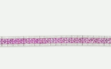 Pink sapphire and diamond bracelet