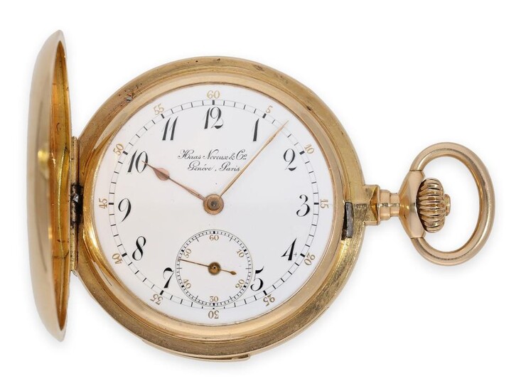 Pocket watch: very rare and very fine gold hunting case quarter repeater, Haas Neveux & Cie, Genève & Paris No.16015 'Exposition Nationale De Genève 1896