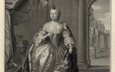 [Portraits]. Tanjé, Pieter (1706-1761). "Carolina, princesse van Oranje". Large engraving...
