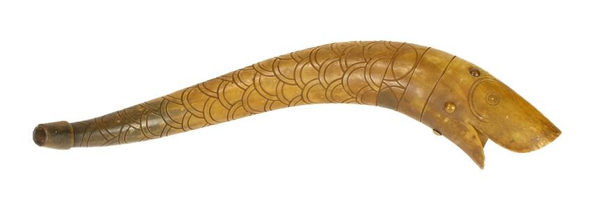 Powder Horn Carved into Fish