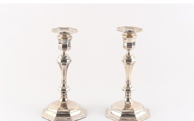 Property of a lady - a pair of silver octagonal baluster can...