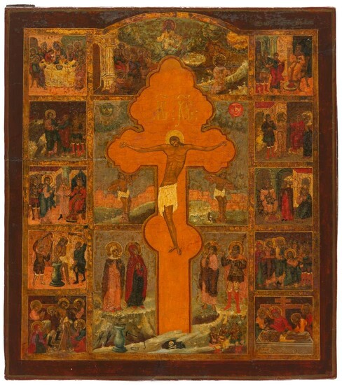 RARE RUSSIAN ICON SHOWING THE PASSION OF CHRIST