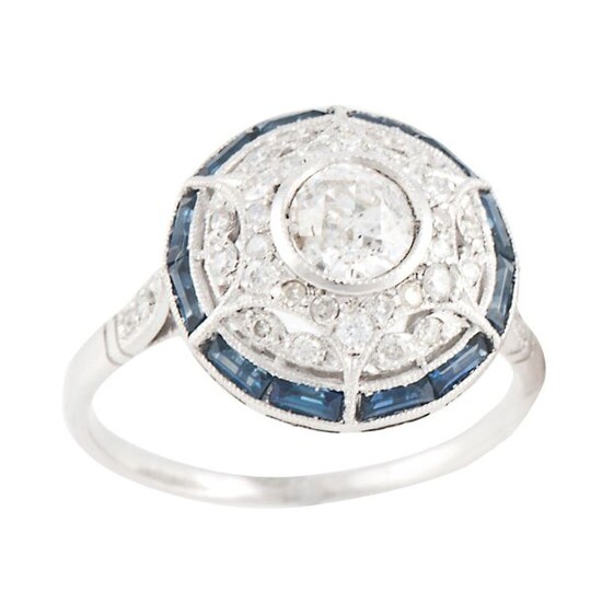 RING WITH DIAMONDS AND SAPPHIRES BELLE ÉPOQUE STYLE