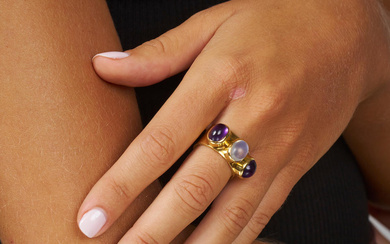 RIONORE OF KILKENNY | MOONSTONE AND AMETHYST RING CIRCA 1971
