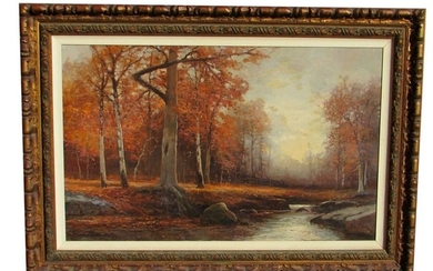 ROBERT W. WOOD, Oil Painting Deep in the Forest Autumn