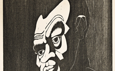 RONALD ADAMS (1934 - 2020) Self-Portrait. Woodcut on cream wove paper, 1965. 381x29...