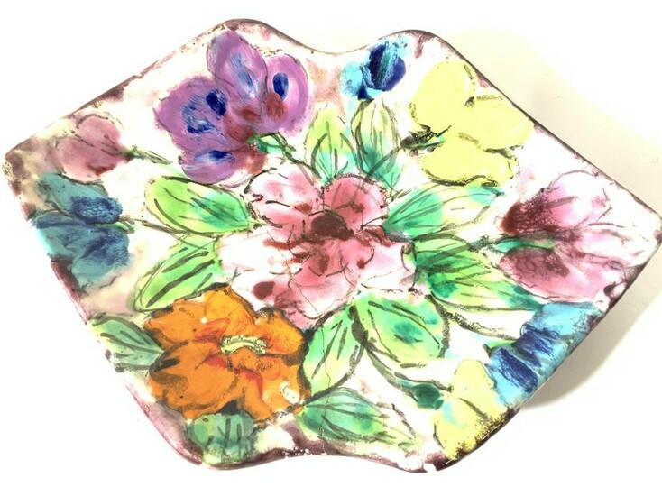 ROSSELLO VALLAURIS Signed Ceramic Floral Plate