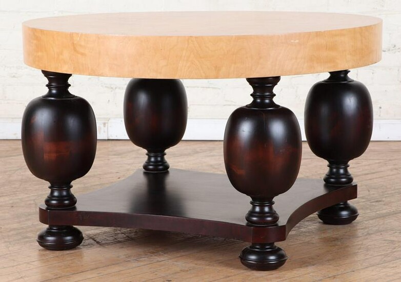 ROUND MAPLE COFFEE TABLE WITH BULBOUS LEGS