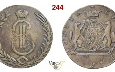 RUSSIA - CATERINA II (1762-1796) 10 Copechi 1767 per la...