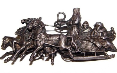 RUSSIAN COSSACK 84 SILVER HORSE SLEIGH PENDANT BROOCH A fine hand crafted 19th century Imperial