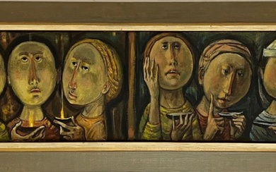 Raymer, Lester (1907-1991) "Wise and Foolish Virgins" oil on canvas