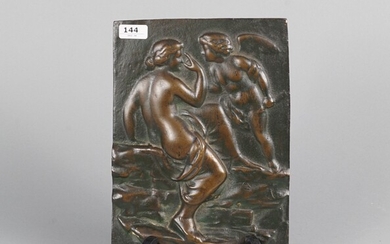 Relief en bronze, Vénus avec Cupidon, dim. 21 x 16 cm, env. 3,5 kg