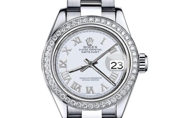 Rolex Ivory Roman Datejust Stainless