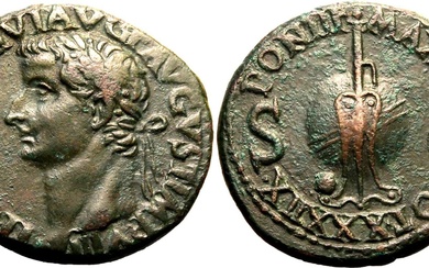 Roman Empire Tiberius AD 36-37 Æ As Good Very Fine; minor tooling