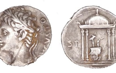 Rome - Auguste (-27 à 14) Denier A : Tête laurée d'Auguste à gauche R...