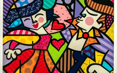 Romero Britto (b.1963) Pop Art Cubist HC Serigraph