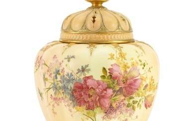 Royal Worcester, Victorian blush ivory pot pourri vase and c...