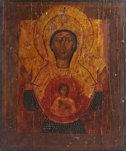 Russian Icon of the Virgin Mary and Christ, 19th c.